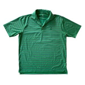 Turtleson Mens size L Green Striped Tour Performance Golf Polo Shirt 1956 Crest